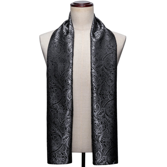 Modny jedwabny szalik luksusowy projektant męski mężczyźni black paisley szal bandanna tłumik flulaard paszmina barry. Wang A-1022