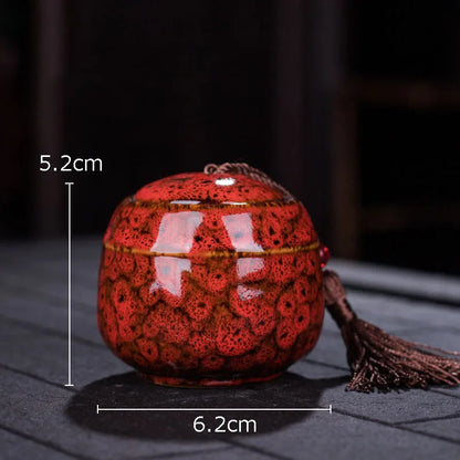 Painted Tea Canister Tassel Sealed Ceramic Storage Jar with Lids Porcelain Coffee Container Desk Decoration Tea Cans Candy Pots