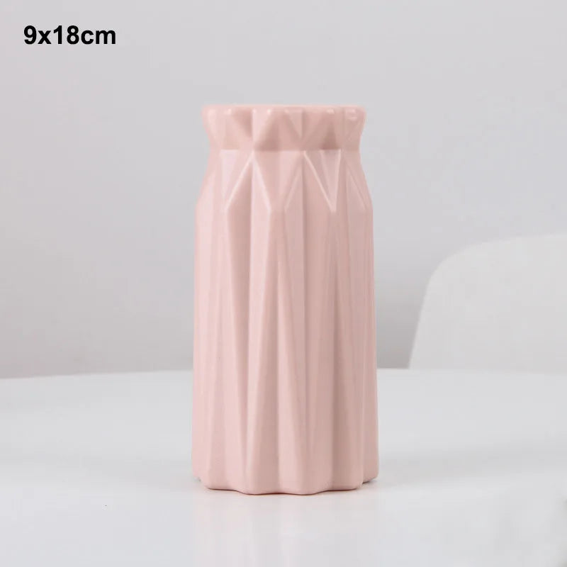 Morandi Plastic Vase Living Room Decoration Ornaments Modern Origami Plastic Vases for Flower Arrangements Home Decoration