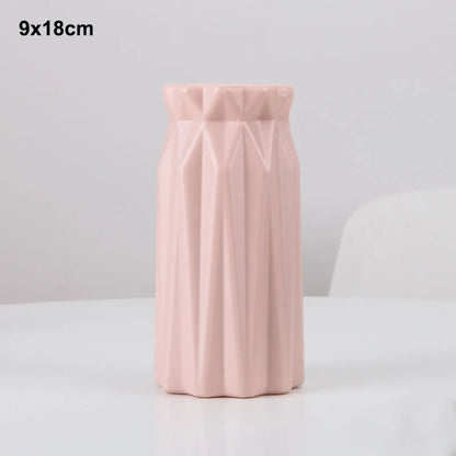 Morandi Plastic Vase Living Room Decoration Ornaments Modern Origami Plastic Vases for Flower Arrangements Home Decoration