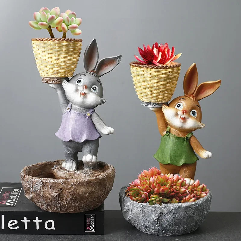Živicia karikatúra simulácia zvierat Rabbit sukulentný zelený rastlinný kvetinový hrniec dekorácie nádvorie vonkajšej záhrady dekorácia