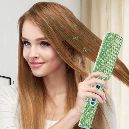 Rhinestone Flat Iron Titanium Hair Straightener Dual Voltage Iron Professional Hair Tools LCD Display 2 Inch Plate Irons