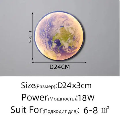 Nordic modern creative moon Earth LED wall lamp living room, bedroom study dining room decorative wall lamp/ceiling light