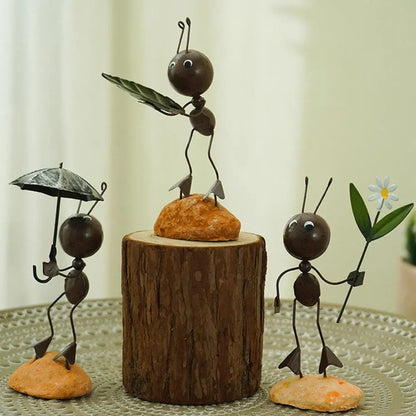 Orgelmyr Miniature skulptur Have blomsterpotter Garss bonsai mini harpiks Ant figurrock Singing Ant Wating Ant Ornament