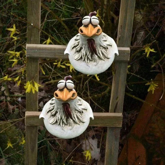 Új vicces csirke kerítés dekoráció gyanta szobrok otthoni kerti farm udvari dekorációk csirke tyúk szobor művészeti kézműves udvar