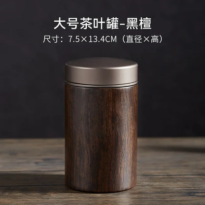 Ebony Sealed Tea Can Pu 'er Storage Storage Tea Box Household Wooden Chinese Portable Tea Can