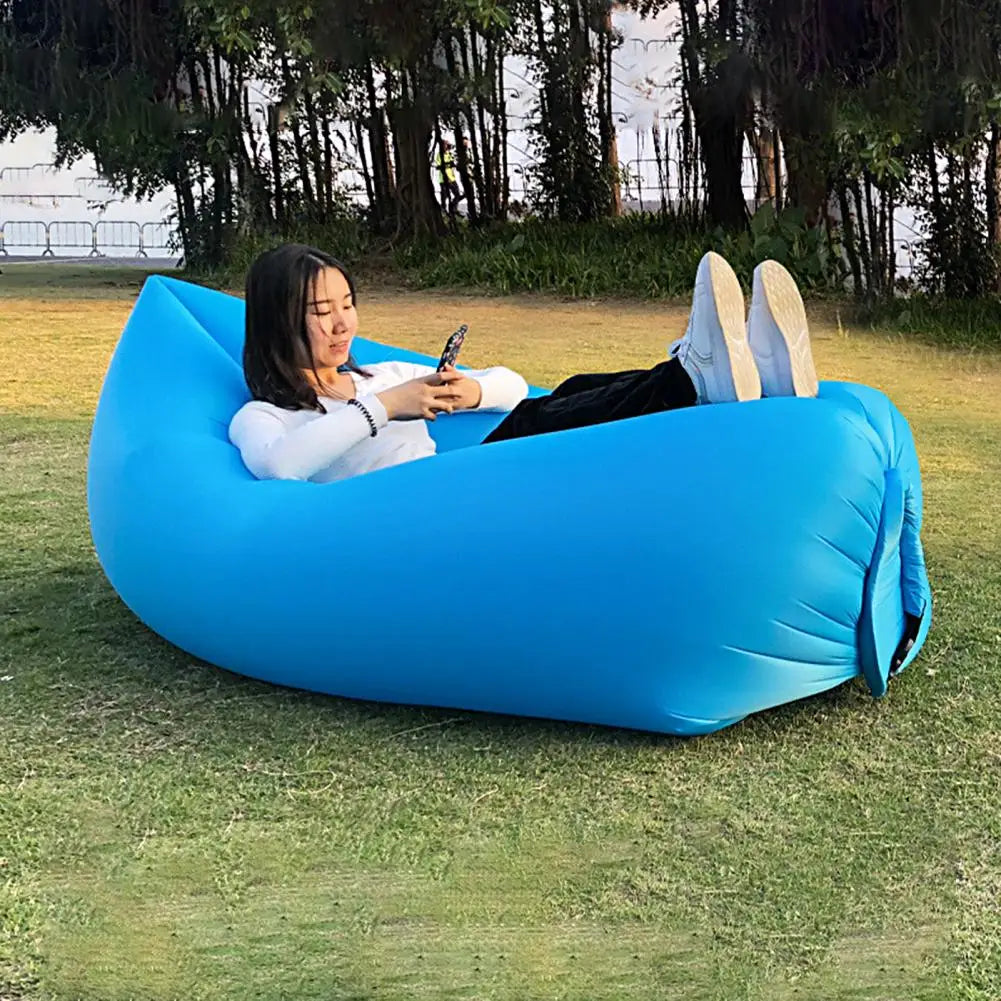 Inflatable Sofa Foldable Lounge Couch Sleeping Bed Portable Beach Sofa Lazy Bed Chair Camping Air Mattress Garden Furniture