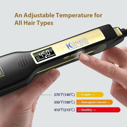 Kipozi Professional Titanium Flat Iron Hair Slager met digitaal LCD -display Dual Spanning Instant verwarming krultijzer