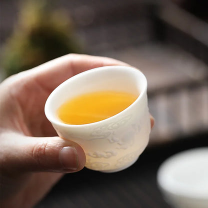 Boutique Ceramic High Capacity Gaiwan Handmade Three-dimensional Relief Tea Cup Chinese Tea Bowl Tea Set Accessories Master Cup