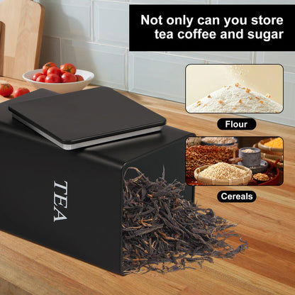 3Pcs Coffee Bean Storage Canisters Tea Sugar Vacuum Sealed Jars Iron Canisters Heat Kitchen Cream Can Airtight Lid 1L