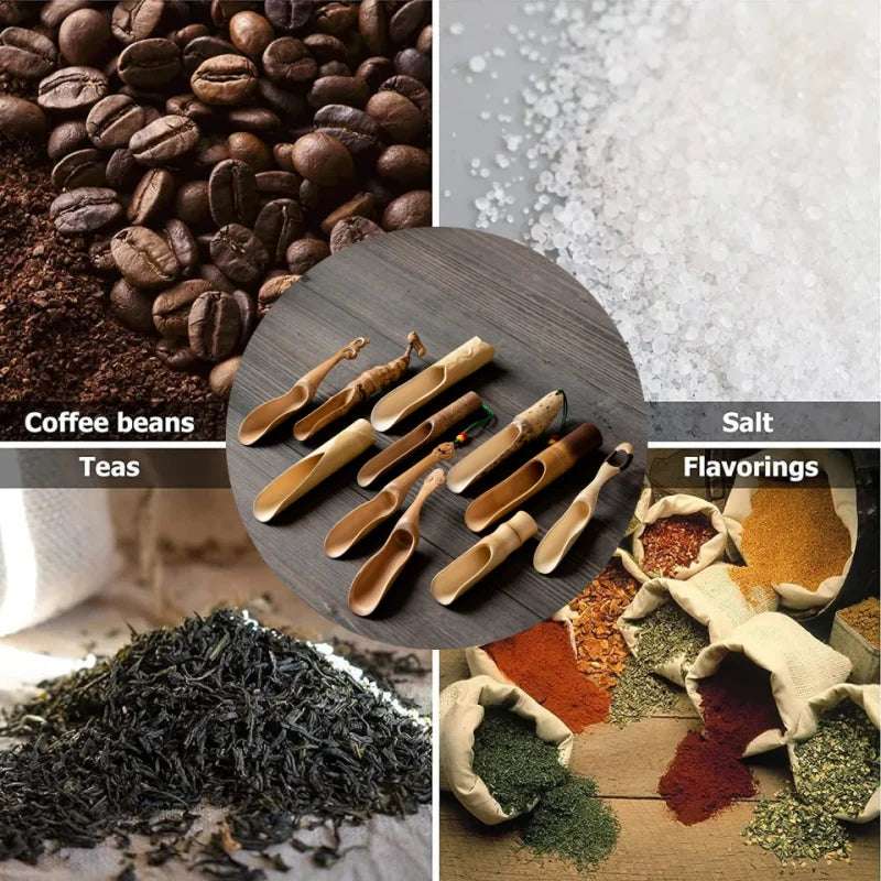 Handmade Bamboo Tea Scoop Traditional Zen Kung Fu Teaware Accessories Kitchen Seasoning Dispenser Tool Coffee Bean Spoon Shovel