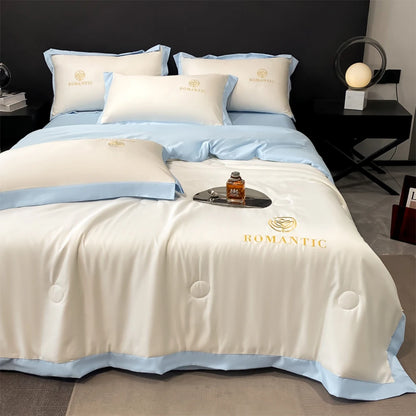 YanYangTian 2024 لحاف صيفي بسيط فاخر مشروط المعزي رقيقة غطاء السرير الفراش الوجهين لحاف سرير مفرد جودة عالية