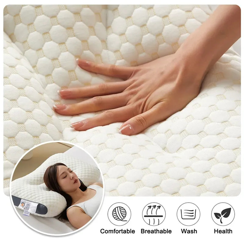 1 pc nakkepude ortopædisk for at hjælpe med at sove og beskytte nakken høj elastisk blød porøsitet vaskbare puder sengetøj til hotel hjem