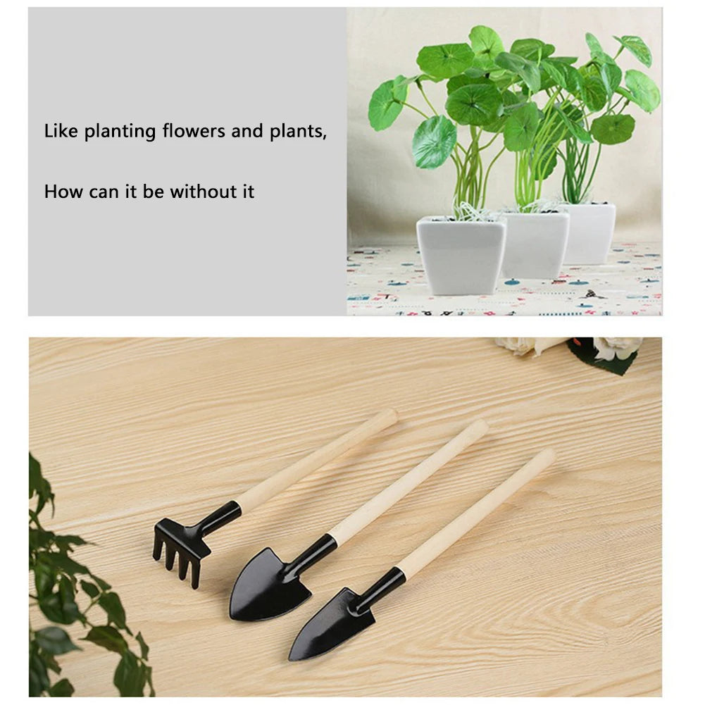 3pcs/Set Mini Gartenwerkzeuge Miniaturanpflanzungskit für Blüten Topfpflanze Pflanzkit Kinder Gartenzubehör