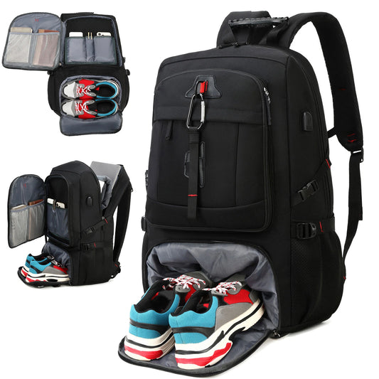 Venkovní batoh pro cestování, 50l vodotěsný kempový batoh pro ženy a muže, batoh s kompartmentem bot
