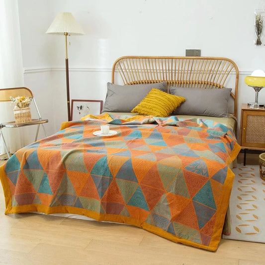 Jacquard Cotton Gauze -huopa kuningatar King size Spring Summer Peilt Stitch Coverlet Home Bedding Bedsvemefed Bed -Sohvakansi