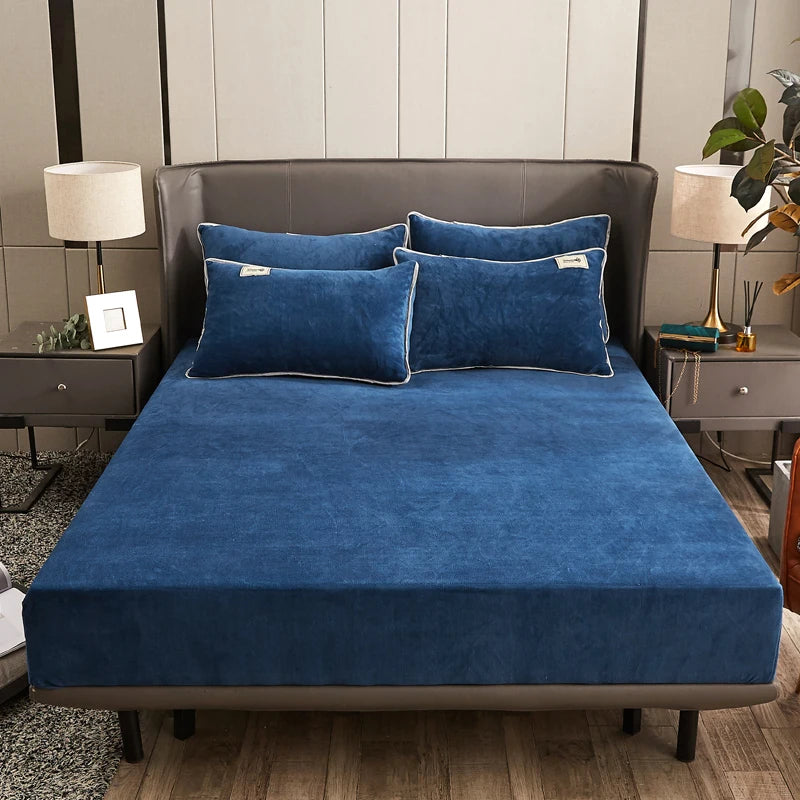 Wosrat ciepłe aksamitne elastyczne elastyczne okładka materaca Zimowa łóżka.