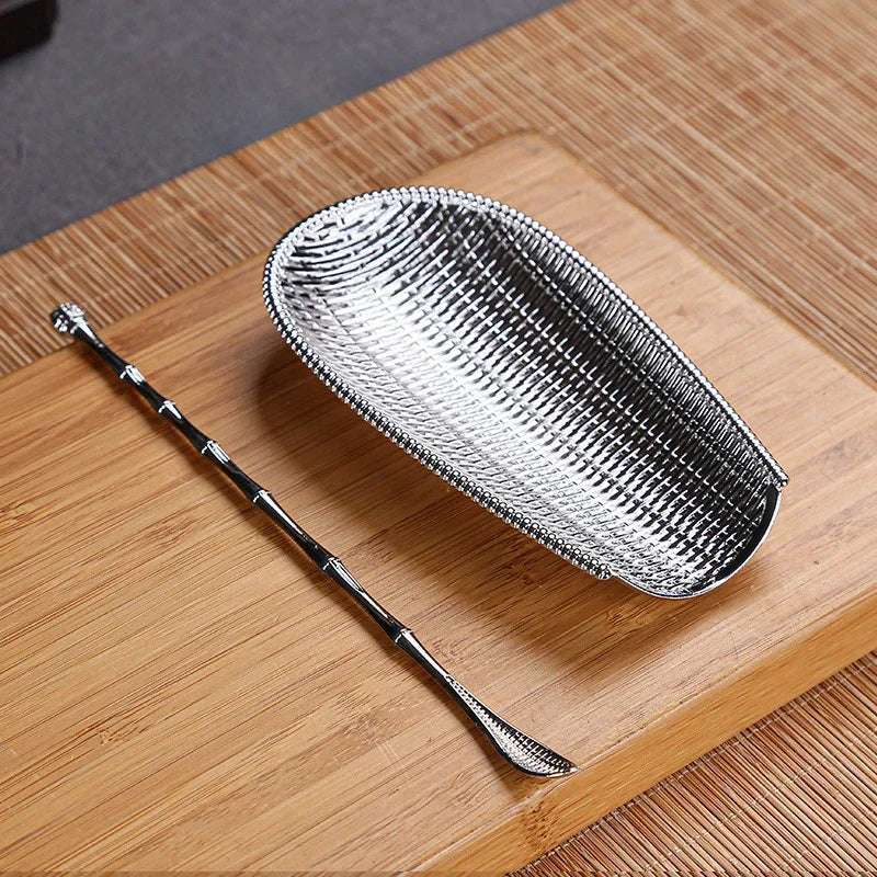 2Pcs/Set Alloy Weaving Chaze Tea Shovel Set Handmade Coffee Bean Taking Tools Traditional Kung Fu Tea-scoop Accessories