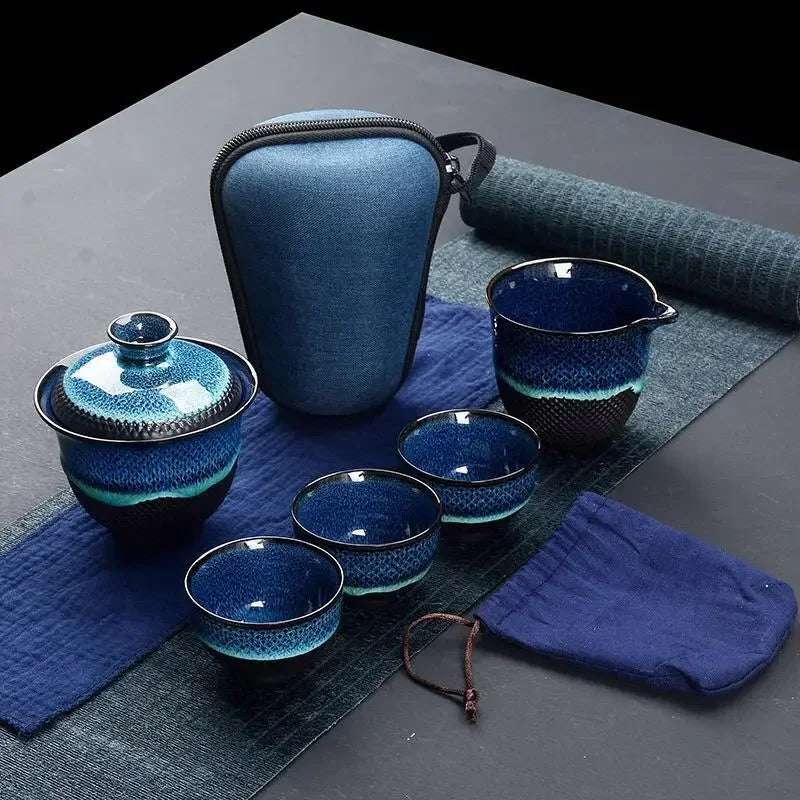 Chinese Kung Fu Travel Tea Set Ceramic Glaze Teapot Teacup Gaiwan Porcelain Teaset Kettles Teaware Sets Drinkware Tea Ceremony