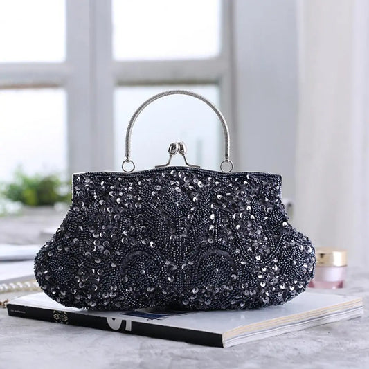 Sequin Design Women Evening Bag Vintage Large Capacity Women Handbag Portable Beaded Wedding Handbag Fashion Accessories