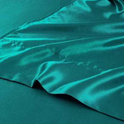 Tela de satén de lujo sábanas de cama queen sembrete rey de alta calidad hoja de almohadilla plana colchoneta de cama sólida juego de sábana