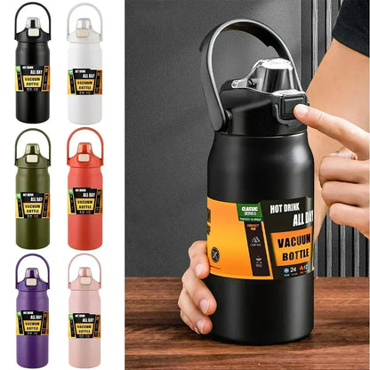 304 Stainless Steel Thermos Portable Outdoor Thermal Mug Tumbler Vacuum Flasks Cold and Hot Sports Water Bottle with Straw