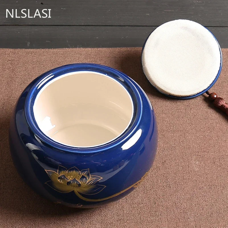 Large capacity Ceramics Tea Caddy Tieguanyin Tea Containers Travel Tea Box Storage Tank Sealed Tea Jar Coffee Spice Organizer