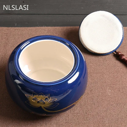 Large capacity Ceramics Tea Caddy Tieguanyin Tea Containers Travel Tea Box Storage Tank Sealed Tea Jar Coffee Spice Organizer