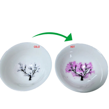 Japanese Magic Sakura Cup Cold Temperature Color Changing Flower display Sake Cup Ceramic Kung fu Tea Cup Tea Bowl
