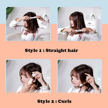2 az 1 -ből mini haj egyenesítő vas hordozható haj egyenesítő multifunkcionális göndör vas hajú curler aranyos hajformázó szerszámok