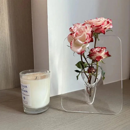 Creative Acrylic Flower Vase - Modern Art Decoration for Fresh/Dry Flowers, Home Office Table Centerpiece, Unique Flower Holder