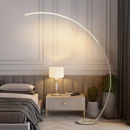 SANDYHA Nordic LED Floor Lamps for Living Room Half Moon Arc Design Light Fixture Bedroom Bedside Table Lighting Home Decoration