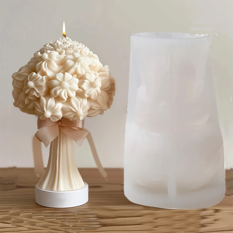 New 3D Rose Bouquet Candle Silicone Mold Chrysanthemum Flower Cluster Resin Mold Flower Peony Gypsum Mold Valentine's Day Gift