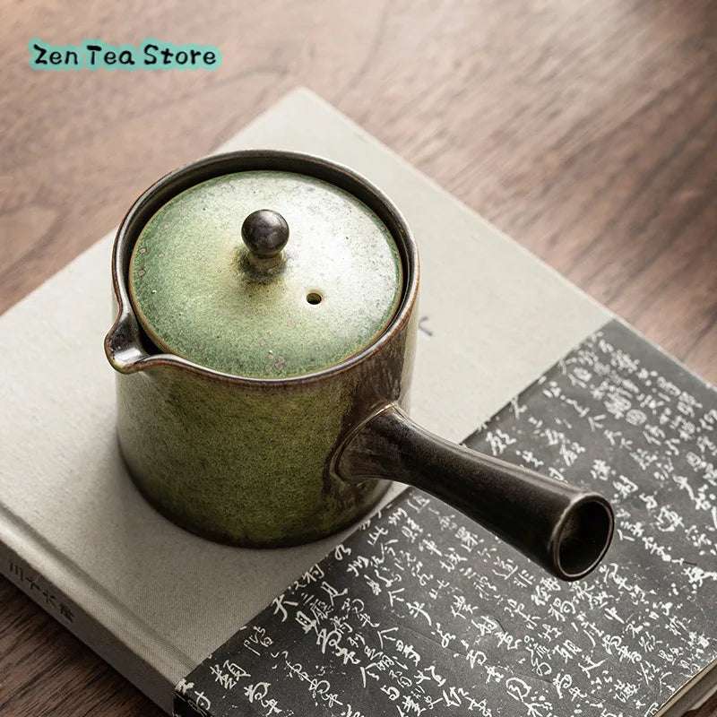 Kiln Change Retro Side Pot Ceramic Teapot Tea Water Separation Chinese Kung Fu Tea Set Home Guest Anti-ironing Single Pot