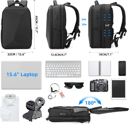 Erweiterbares Reise-Laptop-Rucksack Männer passen 15,6 Zoll wasserdichtes Anti-thef-Business-Bag USB-Ladung Hard Case Mochilas de Hombre