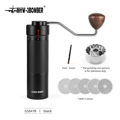 MHW-3BOMBER Manual Coffee Grinder Numerical External Setting Stainless Steel Conical Burr Fit Drip Coffee Espresso Barista Gifts