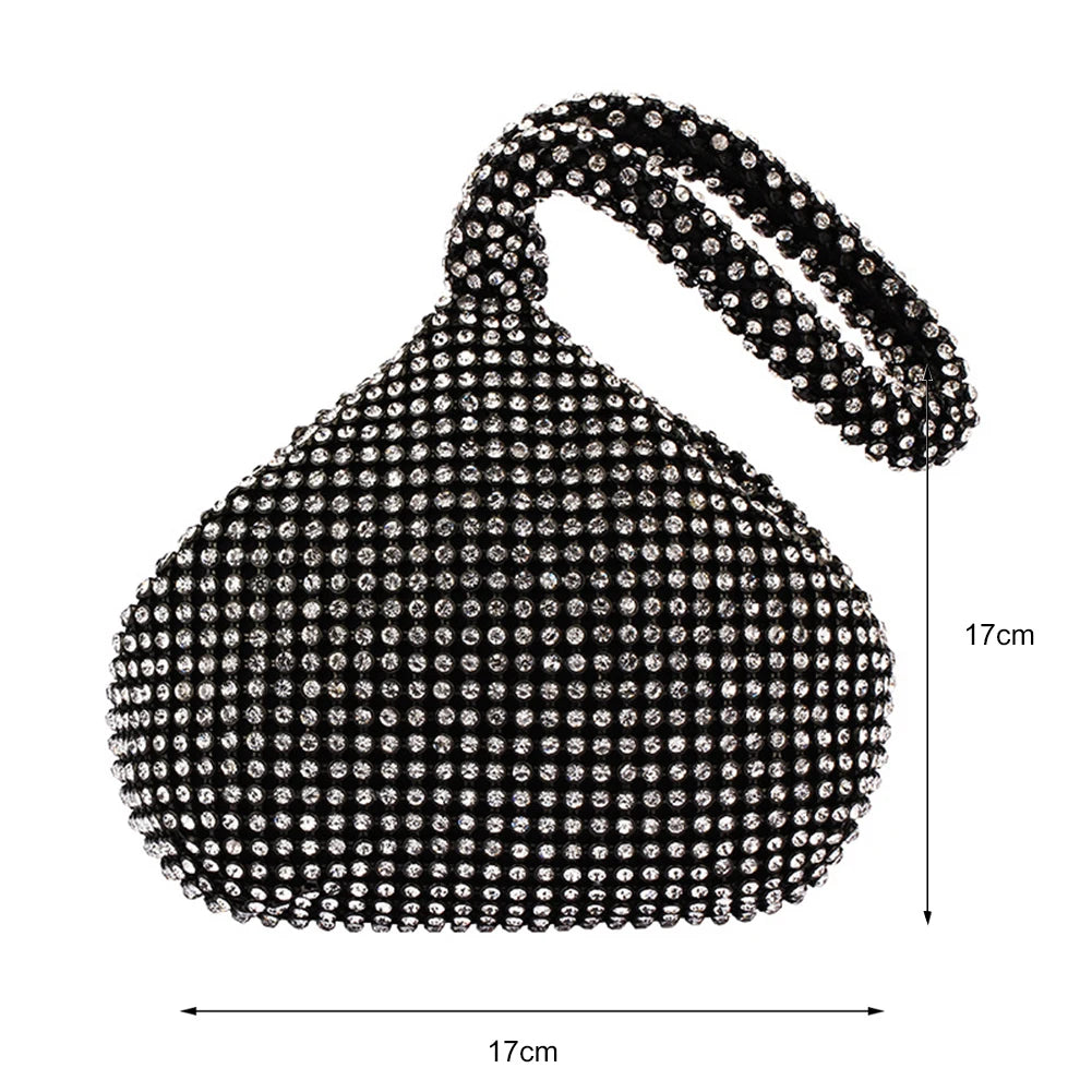 Bolsa de pulseiras para mulheres de diamante de prata cintilante mini