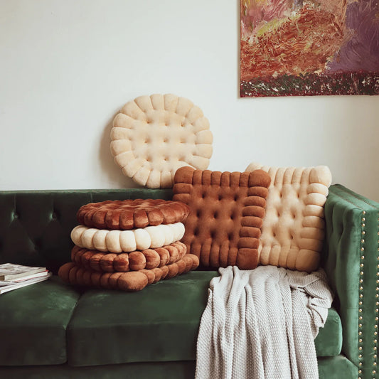 Ins Cookie Biscuit -tyyny pehmeä söpö heitto tyyny neliö ympyrä paksennettu istuin koristeellinen lattia olohuoneen kotitaloustuoli