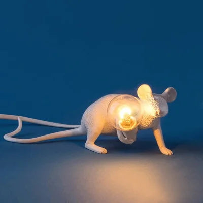 Nordic Cartoon Mouse Resin Night Lamp, Resin Animal Rat, Home Decor, Bedside Lighting Fixtures, E12