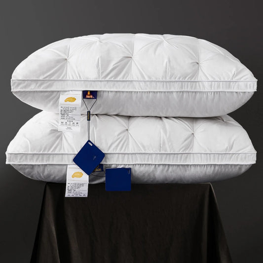 95% Goose Down Párna Fehér pamut párnahuzat téglalap Hálószoba alvás 5-csillagos szálloda párna alacsony közepes magas párnák alváshoz