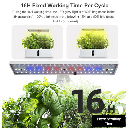 Water Pump Smart Hydroponics Growing System Indoor Garden Kit 9 Pods Automatic Timing with Height Adjustable 15W LED Grow Lights