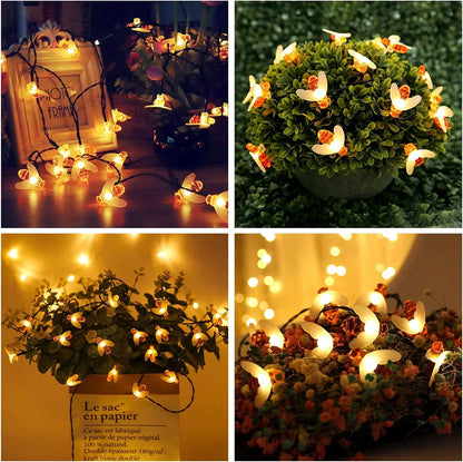 Solárne struny svetlo 20 LED roztomilé včelie vonkajšie svetlo Svadobná domáca záhrada terasa Party vianočný stromček včely hviezdna rozprávková lampa lampa