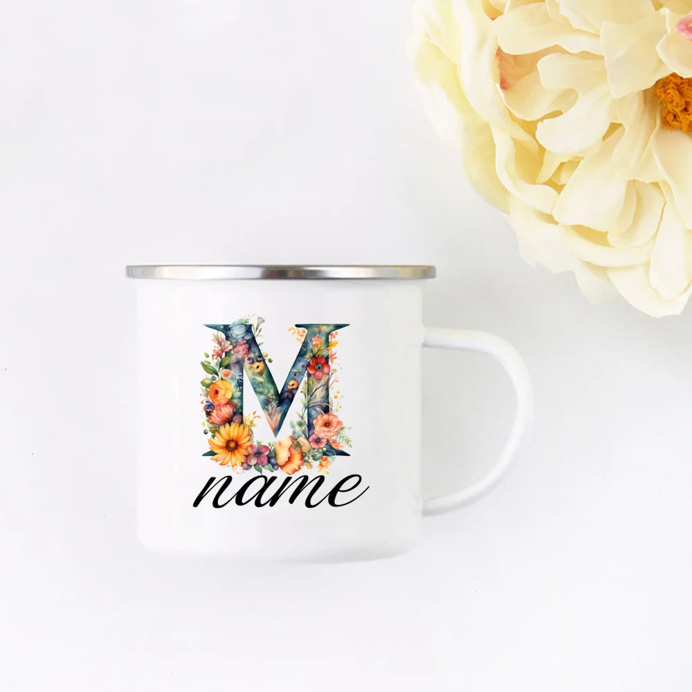 Personalized Floral Initial Name Cup Custom NameTea Coffee Hot Chocolate Mug Bride Bridesmaid Mothers Day Gift for Her