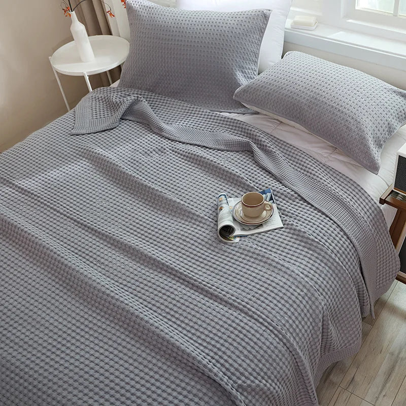 Japón Manta de algodón a cuadros Waffle para cama Single Queen King Cama de cama Camina de cama Cubierta de colcha de algodón de algodón
