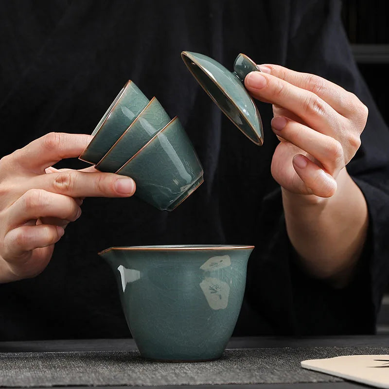 New Ceramics Tea Set 3 Cups Gaiwan Portable Travel Chinese KungFu Tureen Teaware Ceremony 170ML