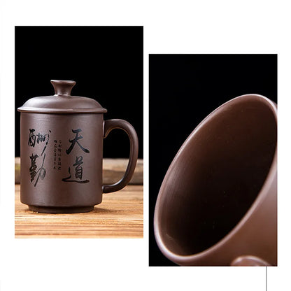 Creative Purple Clay Teacup Exquisite Handmade with Lid Tea Cup Tea Maker Master Cups Chinese Teaware Drink Accessories