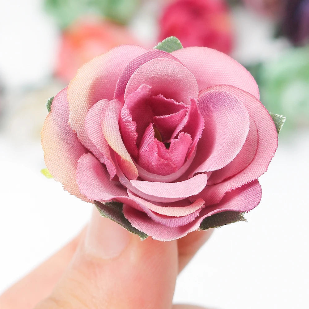 10/20/50Pcs Rose Artificial Flowers 3.5cm Fake Flowers for Home Decor Garden Wedding Decoration Wreath Garlands Gift Accessories