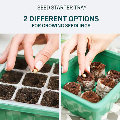 Vassoi di avviamento di semi con luce coltivazione, kit di avviamento di semina con cupo di umidità, vassoi di germinazione delle piante da giardinaggio interno