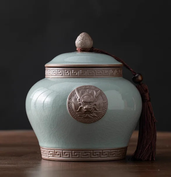 Ceramic Tea Caddy Storage Tank Sealed Jar Candy Jar Tea Box Sugar Bowl Tea Organizer Home Food Container Decorative Jars Tea Can