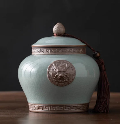 Ceramic Tea Caddy Storage Tank Sealed Jar Candy Jar Tea Box Sugar Bowl Tea Organizer Home Food Container Decorative Jars Tea Can